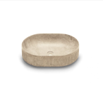 Lavabo striae oval stone 58x38x15 batcho gris sobre encimera