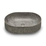 Lavabo striae oval stone 58x38x15 batcho gris sobre encimera