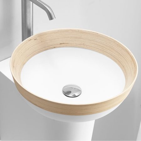 Lavabo Volterra Beige Solid Surface Sobre Encimera Bathco1