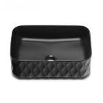 Lavabo sobre encimera Sand Waves 50 negro mate porcelana Bathco