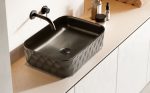 Lavabo sobre encimera Sand Waves 50 negro mate porcelana Bathco