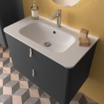 Mueble suspendido Uniiq Salgar antracita mate con lavabo mineral solid