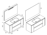 Mueble 120 cm suspendido baño alfa compact roble nordico un seno centrado Royo