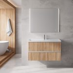 Mueble suspendido Vora dos cajones con lavabo integrado Cairo Royo Hickory Nature