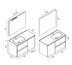 Mueble baño suspendido asimetrico Alfa compact Royo samara fresno