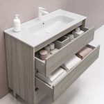 Mueble baño sansa con patas nogal arenado tres cajones Royo