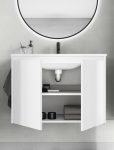 Mueble baño suspendido dos puertas lavabo ceramico Sansa Blanco brillo Royo