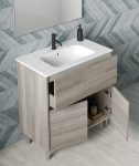 Mueble baño 120 cm lavabo doble seno porcelana Band blanco brillo