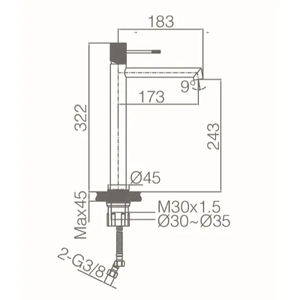 Grifo Monomando Lavabo Caño Alto Line Negro Mate Imex2 Grifo Monomando Lavabo Caño Alto Line Negro Mate Imex2
