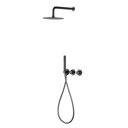 Conjunto Ducha Empotrado Termostático Assen Black Gun Metal Imex