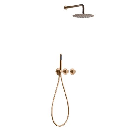 Conjunto Ducha Empotrado Termostático Assen Oro Rosa Cepillado Imex
