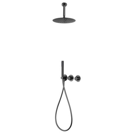Conjunto Ducha Empotrado Termostático Nepal Black Gun Metal Imex