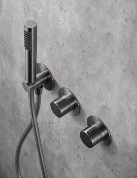 Conjunto Ducha Empotrado Termostático Nepal Black Gun Metal Imex1