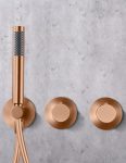 Conjunto Ducha Empotrado Termostático Nepal Oro Rosa Cepillado Imex