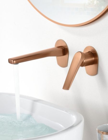 Grifo Lavabo Empotrado Monomando Delos Oro Rosa Cepillado Imex1