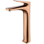 Grifo Monomando Lavabo Caño Alto Delos Oro Rosa Cepillado Imex