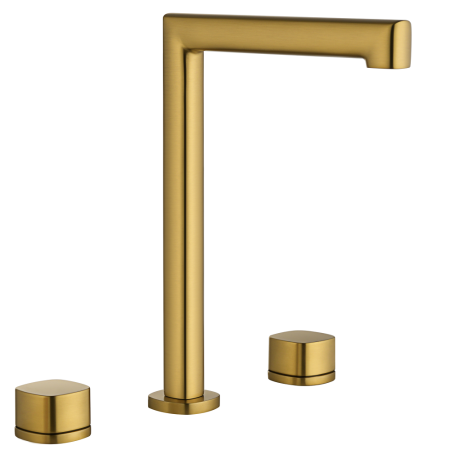 Grifo Bimando Lavabo Caño Alto Toscana Oro Cepillado Imex