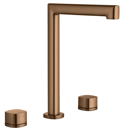 Grifo Bimando Lavabo Caño Alto Toscana Oro Rosa Cepillado Imex