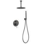Conjunto Ducha Empotrada Monomando Palau Black Gun Metal Imex